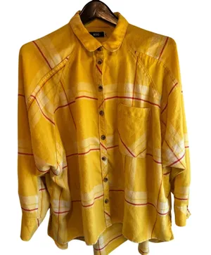 BDG 90’s Sunburst oversized indie cozy vacation Plaid Shirt size small thumbnail 1