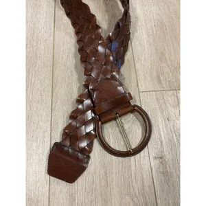 New York & Company BOHO Braided Leather Belt Cognac Brown Wide Woven L/XL thumbnail 5
