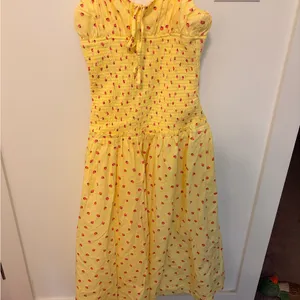 Free people Yellow strawberry pattern Midi Dress thumbnail 4
