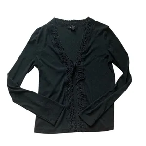 Express Black Ruffled Cardigan M thumbnail 1