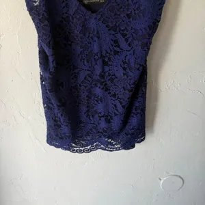 Zara Woman Navy Blue Lace Camisole‎ Tank Top V-Neck Whimsigoth Fairy thumbnail 4
