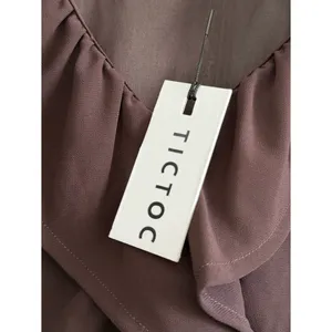 TIC TOC Chocolate Brown Chiffon Ruffle Tie Front Top S NWT thumbnail 4
