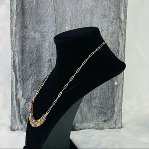 Anna & Ava Multicolor Crystal Fashion Curved Bar‎ Necklace Gold NWT thumbnail 5