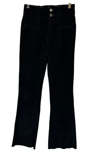 We The Free People Black Corduroy High Rise Flare Pants Raw Hem Size 24 thumbnail 1