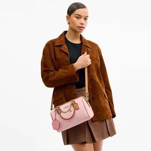 Coach Rowan Satchel Bag Signature Canvas With Charms Gold/Powder Pink CEA18 NWT thumbnail 19
