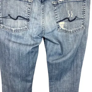 7 For All Mankind Distressed Skinny‎ Jeans Roxanne Style Size 31 Denim Low-Rise thumbnail 10
