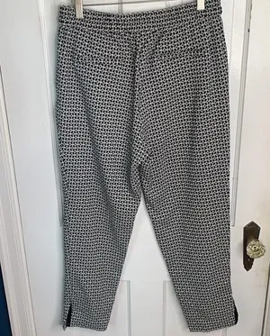 Anthropologie Black Larkin Jacquard Trouser Pant in Black Motif W-257 Sz S thumbnail 7