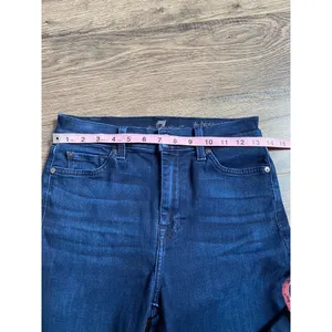 EUC Womens 7 for all mankind the high waist‎ ankle skinny jeans raw hem size 28 thumbnail 7
