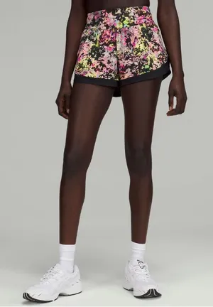 Lululemon Calm Tides Lined Running Short 2.5" Stencil Blossom Pink Multi thumbnail 1