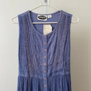 Mamta Boho Beachy Lagenlook Embroidered Button Midi Dress S Purple thumbnail 2
