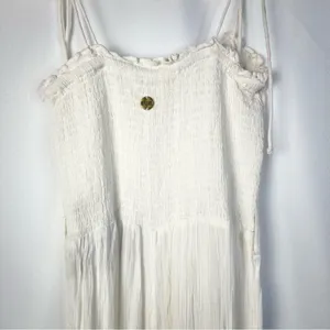 Rip‎ Curl White Fiesta Wide Leg Smocked Cropped Jumpsuit XS thumbnail 5