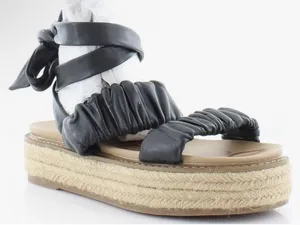 SAM EDELMAN Womens Black Kerin Tie Ankle Platform Leather Espadrille Shoes 7 thumbnail 1