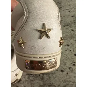 Jimmy Choo White Leather Low Top Gold Star Sneakers Shoes 35.5 5.5 thumbnail 8