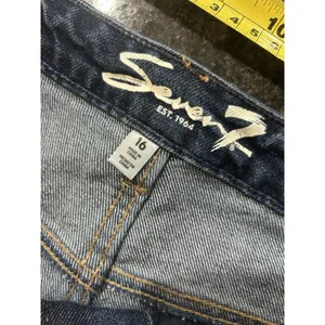 7 For All Mankind Seven 7 Denim Jeans Women's Size 16 Slim Straight Stretch High-Rise Dark Wash thumbnail 3