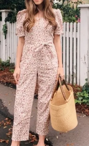 GAL MEETS GLAM Iris Floral Jumpsuit‎ Puff Sleeves Cropped Ankle Length size 8 thumbnail 1