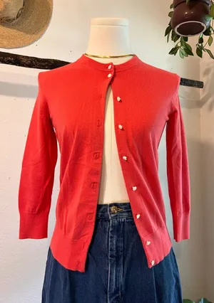 J.Crew Pink Jackie Cardigan Cotton Blend White Button Long Sleeve Size XS thumbnail 1