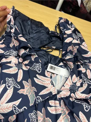 Outerknown Bailey Dress Size 2 Navy Floral Halter Ruffle Mini Dress NWT thumbnail 12
