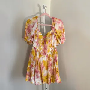 Bardot Aliah Floral Puff Sleeve Corset Mini Dress Regencycore Womens Sz L / US 8 thumbnail 4