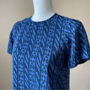 MADEWELL | Blue Printed 100% Silk Blouse Sz XS thumbnail 3