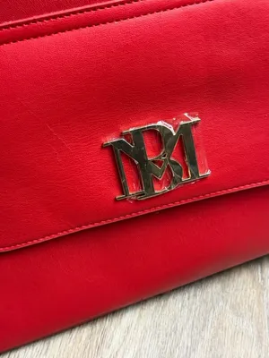 NWT Badgley Mischka Red Tote Bag Gold Logo Large Satchel $129 MSRP thumbnail 3