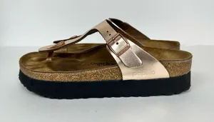 Birkenstock Papillio Gizeh Platform Rose Gold Leather Sandals Women’s 39 8-8.5 thumbnail 1