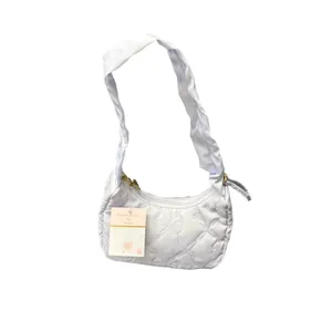 LoveShackFancy Small Light Lavender Quilted Bow Shoulder Bag Zip Gold thumbnail 3
