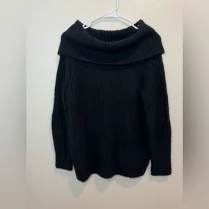 Madewell Cotton-Blend Off-Shoulder Black Wool Cotton Sweater Size‎ XS thumbnail 4