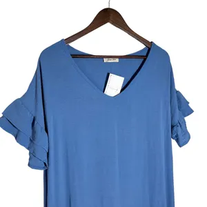 Beeson River Maxi Dress NWT Women's Large Lagenlook Ruffle‎ Drop Waist Blue thumbnail 2