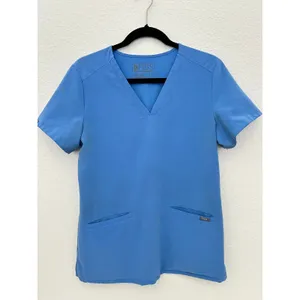 FIGS Technical Collection Womens Scrub Top Size S Blue Short Sleeve V Neck Stain thumbnail 2