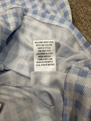 Jaclyn Intimate Blue White Gingham Plaid Stretch Pajama Sleep Shirt Large Pocket thumbnail 7