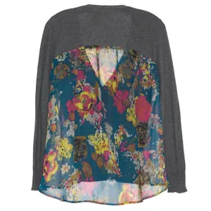 Yellow Bird Anthropologie Cardigan Sweater Floral Cottage Sheer Boho Gray Small thumbnail 2