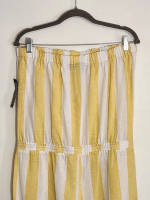 Soho by New York & Company Yellow Stripe Strapless Jumpsuit Size Large NWT thumbnail 5