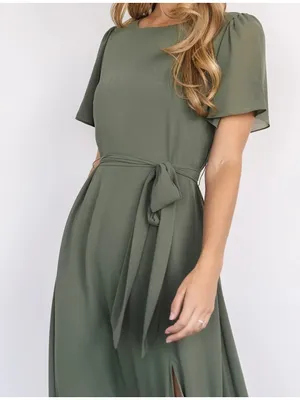 NWT Baltic Born Naomi Short Sleeve Maxi Dress Dark Sage Green Size Medium thumbnail 3