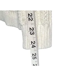 Lands End Sweater‎ Womens L Petite Cream Cable Knit Fisherman Turtleneck Cozy thumbnail 10