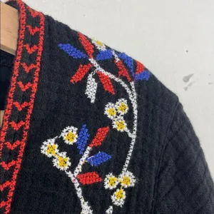 Old Navy Black Mini Dress with Multicolor Floral Embroidery boho size Medium thumbnail 6