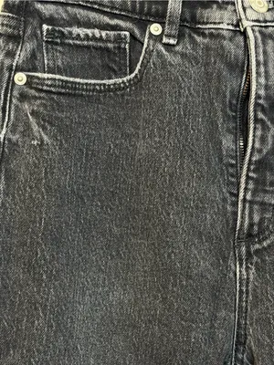 LOFT The 90s Straight Leg Jeans Washed Black Distressed High Rise Size 27 Petite thumbnail 7