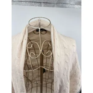 Lauren Ralph Lauren Cable Knit Open Front Cardigan Womens Size L/XL Ivory Wool thumbnail 5
