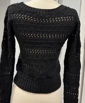 • Vintage dELiA*s Y2K Black Open-Knit Metallic Sweater thumbnail 2