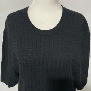 Abercrombie & Fitch Cable Knit Short Sleeve Sweater Tee Faded Black Size Large thumbnail 3