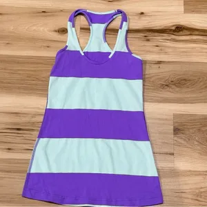Lululemon Cool Racerback Bold Stripe Power Purple Tank Top Women’s 2 thumbnail 2