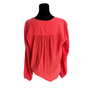 Free People Check On It Wrap Top Blouse Bohemian Balloon Sleeve Women Size Small thumbnail 2