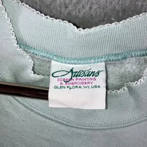 90s Artisans Cabelas Loon Embroidered Sweatshirt XL Grandmacore Mint Green USA thumbnail 4