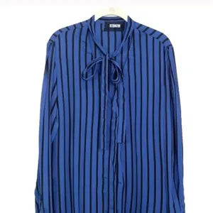 Reformation Eldridge blue stripe tie neck blouse S thumbnail 3