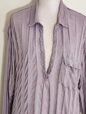 We The Free Light Purple Tonal Stripe Shirt Size Small thumbnail 2