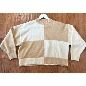 MNG Mango beige white checkered cropped sweater xs thumbnail 9