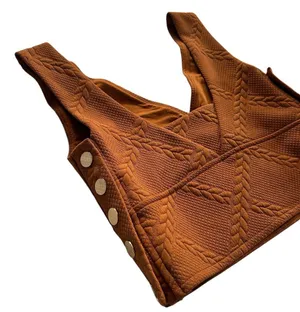Maeve Anthropologie Button Side Cropped Top Vest Pecan Brown Size XS thumbnail 9