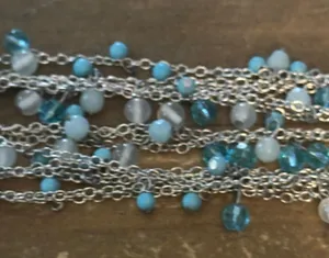 Silver tone multi strand blue dangle bead bracelet thumbnail 4