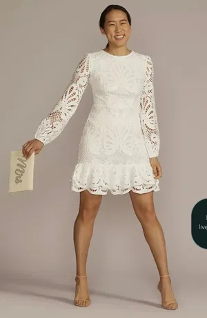 Long sleeve lace white dress thumbnail 1