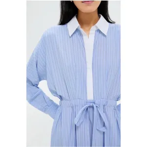 Tuckernuck Cornflower Blue Stripe Tie Front Collared long sleeve Dress NEW thumbnail 2
