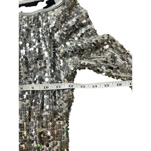 Weissman Women's Silver Leotard Silver Sequin Short Dress thumbnail 3